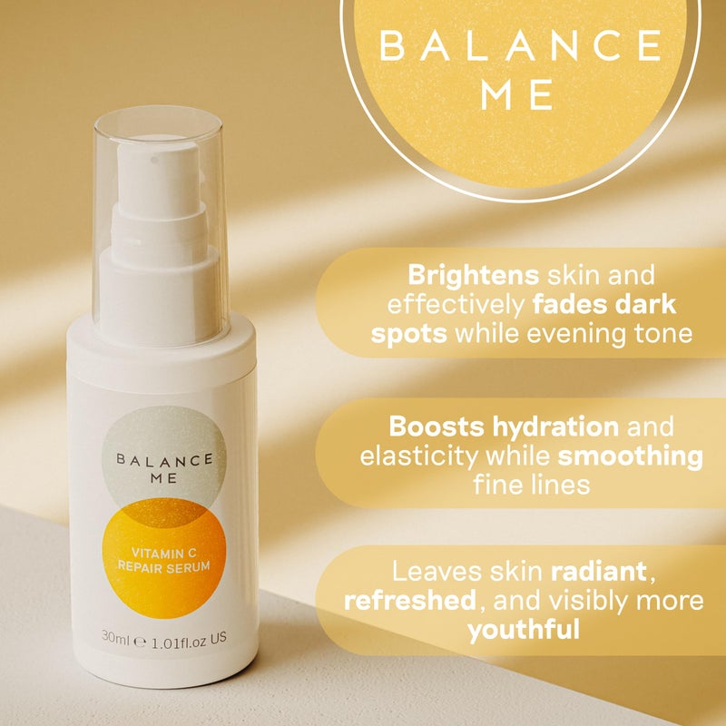 Balance Me Vitamin C Repair Serum, Brightening Face Serum with Hyaluronic Acid, Anti-Aging Vitamin C Serum for Dark Spots, Uneven Tone & Dull Skin, Hydrating & Natural Skincare, (1 x 1.01 fl oz) - Image 2